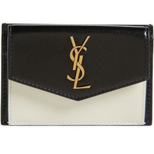 Ysl Uptown Two Tone Leather flap card case/holder